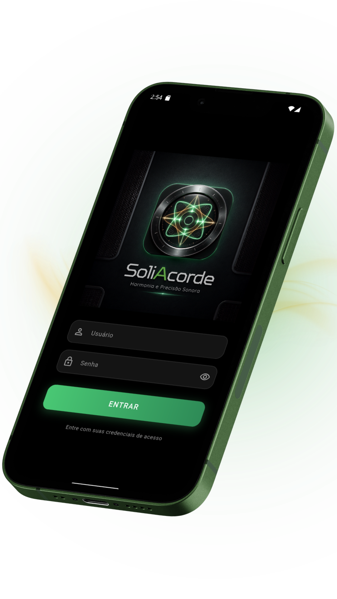 Aplicativo SoliAcorde exibido em um celular